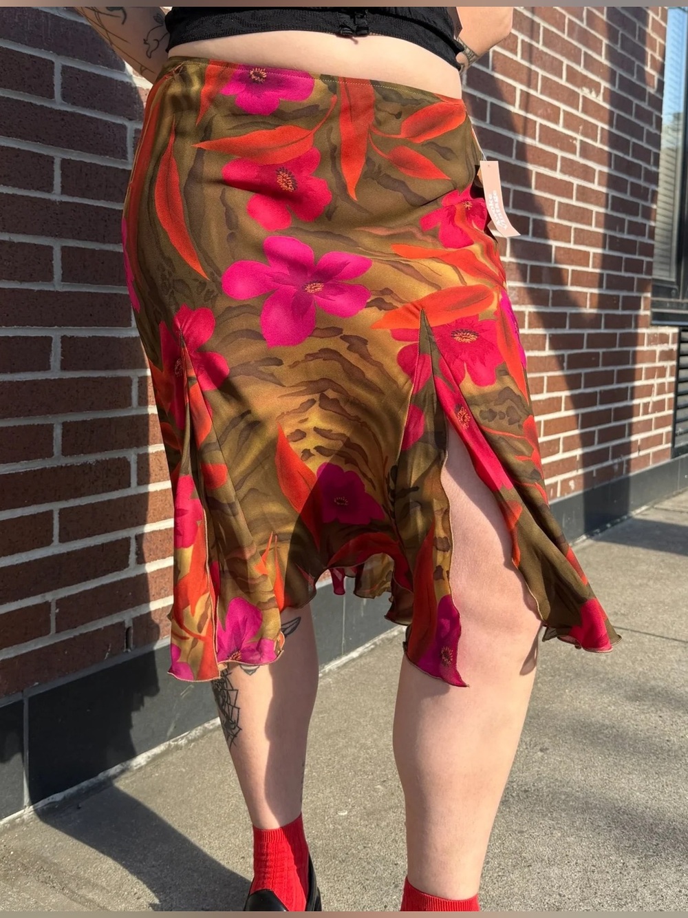 Vintage tropical midi skirt